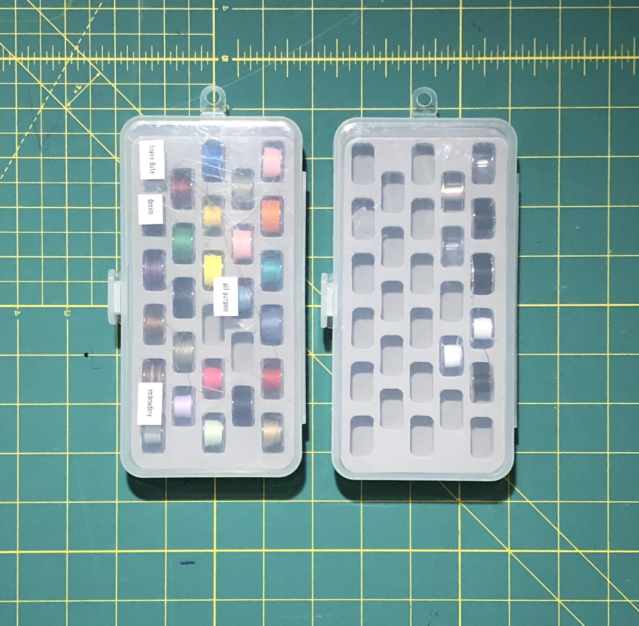 I absolutely love these cases for bobbin storage.